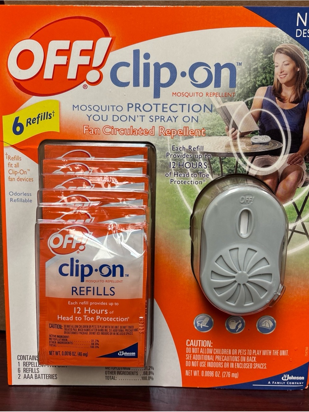OFF! Clip-On Mosquito Repellent with Fan & 6 Refill Packs NEW SEALED Outdoors